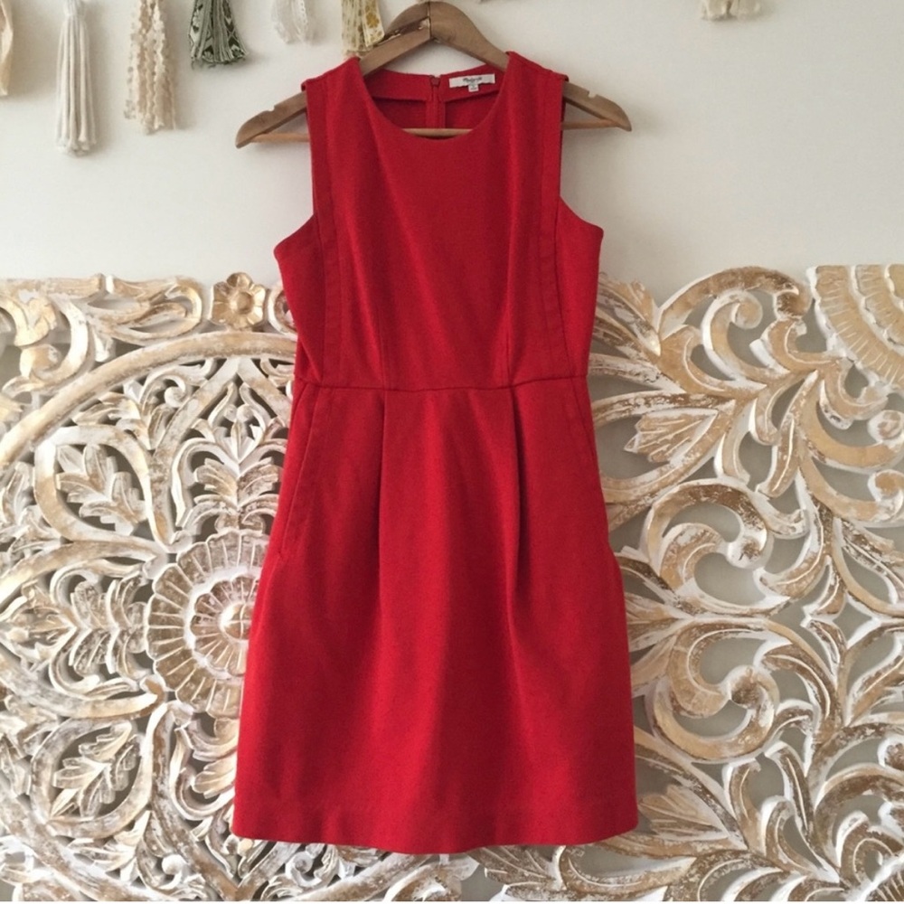 Madewell Red Summer Sleeveless Pleated Dress with Pockets Size 0